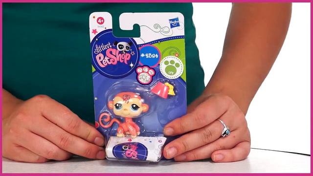Зверюшки Littlest pet shop Одиночные фигурки с блестками Обезьянка 2384