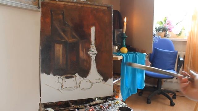 Натюрморт со свечой. Мастер-класс. смотреть онлайн