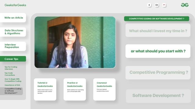 Competitive Programming or Software Development ? | Radhika | GeeksforGeeks |