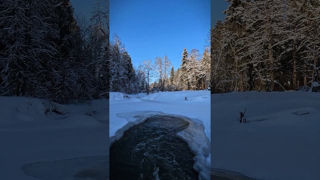 Завораживающая зимняя река ❄🌊 #зима #релакс #звукиводы