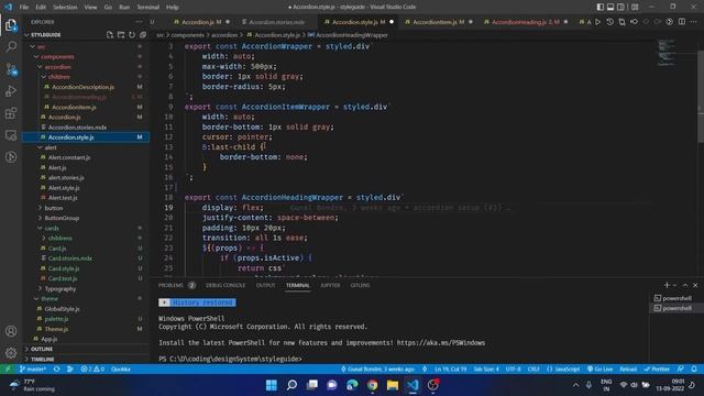 Accordion component using react styled components and storybook