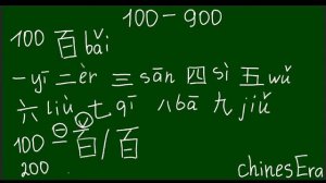 Счет 100-900 (сотни) на китайском языке. Прописи