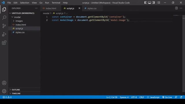 Create a content modal using HTML, CSS and vanilla JavaScript