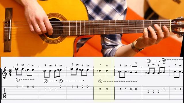 самая простая пьеса для гитары - Во саду ли, в огороде (с табами) смотреть онлайн