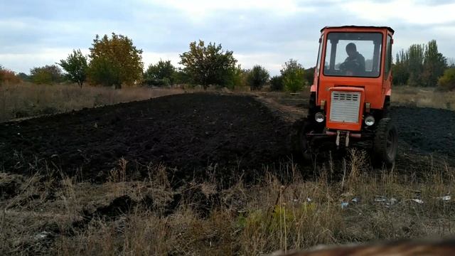 Работа Т-25,осенняя пахота,плуг 3 корпуса(предплужники плуга ПЯ)