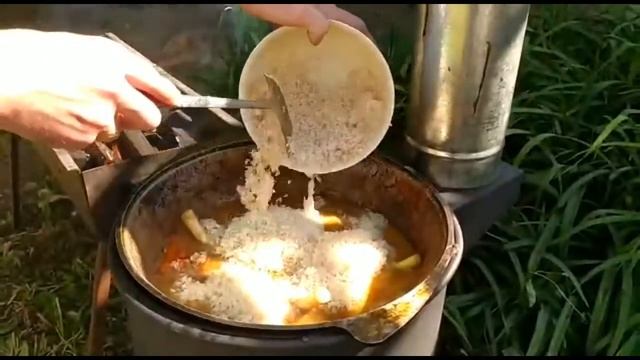 Готовим плов, тестим новую печь под казан. смотреть онлайн