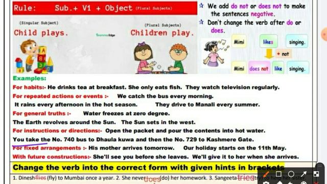 8th class English Worksheet 35 Wednesday 10 February 2021 DOE Delhi simple present tense 10/2/21 смотреть онлайн