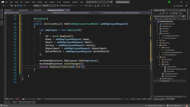 ASP.NET Core MVC CRUD - .NET 6 MVC CRUD Operations Using Entity Framework Core and SQL Server