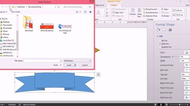 Ms office 2013 tutorial video in hindi urdu - INSERT SHAPES IN DOCUMENTS Lecture 16
