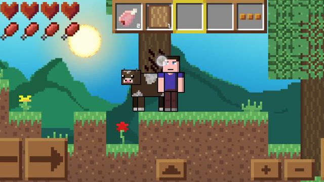 Minecraft 2D пошел в пещеру и воевал с волками смотреть онлайн