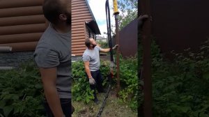Забивание столбов под заборы, навесы, фундамент с помощью Копра (Atlas Copco, Швеция)