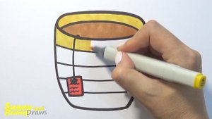 Рисунок и раскраска Разноцветная чашка - Рисунки для детей | Sunny Yellow Art