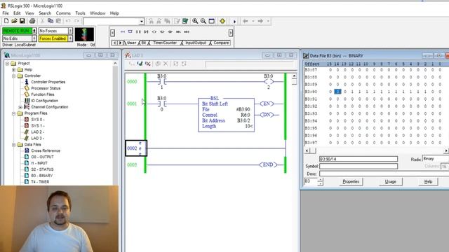 PLC Programming BSL Instruction - Bit Shift Left Register Ladder Logic RSLogix 500 Example