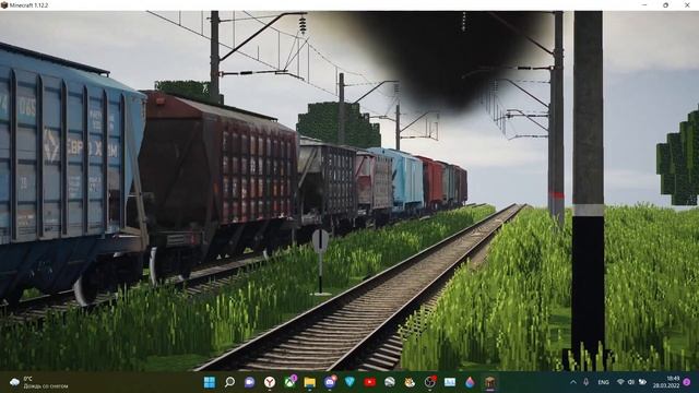 Немецкий паровоз DRG 01 с вагонами хопперами проезжает мимо переезда, деревня жителей №25 смотреть онлайн