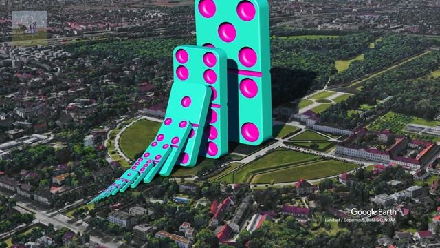 Domino Effect - The Largest Domino Simulation On Real Footage V10