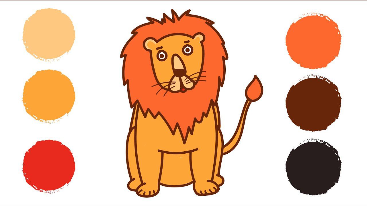 Как нарисовать ЛЬВА / Раскраска ЛЕВ / How to draw a LION / LION coloring Book / Краски раскраски смотреть онлайн