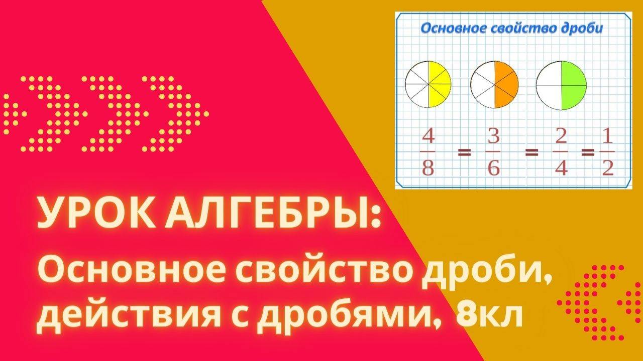 Занятие, алгебра: Основное свойство дроби, действия с дробями с одинаковыми знаменателями, 8кл