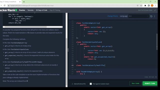 Day: 27 Testing  // Hackerank Coding Solution in c++ #c #cpp #python #hackerrank