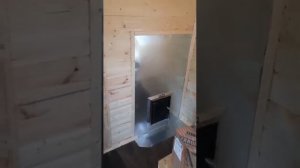 Обзор на Брусовую баню 5х2,3 на 2 отделения, ермак 12 бак самовар. Выход дымохода через кровлю