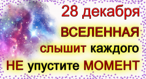 28 декабря ВСЕЛЕННАЯ СЛЫШИТ КАЖДОГО. Воспользуйтесь ЭТИМ ШАНСОМ.