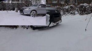 мицу аутлендер3 2л 4wd по полуметровым сугробам.