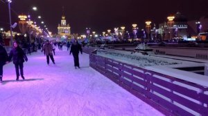 4K | Каток ВДНХ в Москве | Как катаются на коньких на самом большом катке Европы