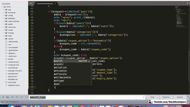 #117 Laravel E-Commerce | Coupon Codes (V) | Add Coupon Functionality | Insert Coupons | Validation