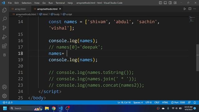 JAVASCRIPT Tutorial: Array Methods, Manipulations with Arrays in JS|| by @theCodeDefinition 