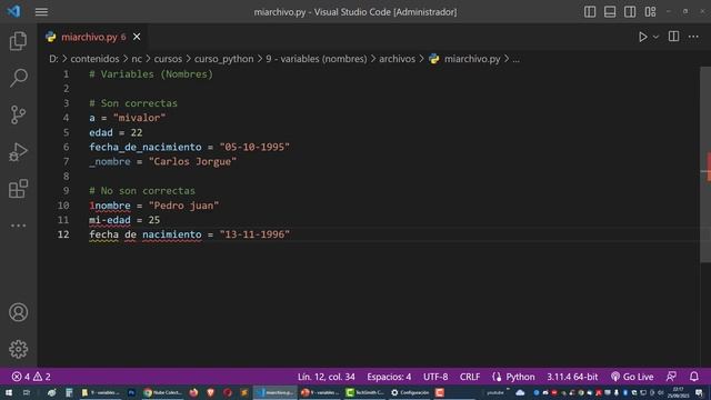 Curso de Python desde 0: Variables (Nombres) - 9