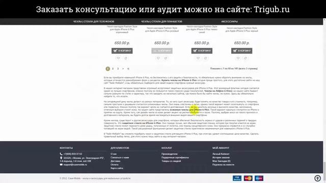 SEO-аудит сайта. Чехлы для телефонов и защитные стекла. Проверка сайта на SEO-ошибки.