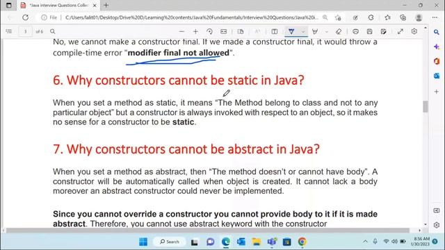 Constructor in java ?|| All most important interview Questions from constructor in java programming