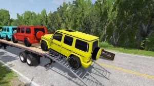 Double Flatbed Trailer Truck vs Speedbumps | Train vs Cars | Tractor vs Train | BeamNG.Drive #41