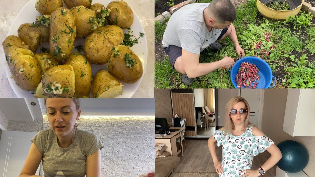 VLOG: ВКУСНАЯ картошка С ЧЕСНОКОМ/Собираем УРОЖАЙ/Одежда НА ЛЕТО