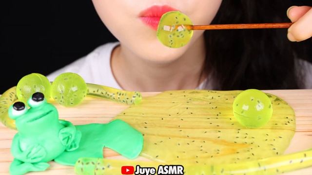 ASMR EDIBLE FROG, FROG EGGS JELLY, CUTE AND WEIRD DESSERTS, MUKBANG, 먹방, REAL EATING SOUNDS