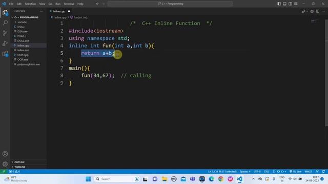 C++ Inline Function | Learn Coding