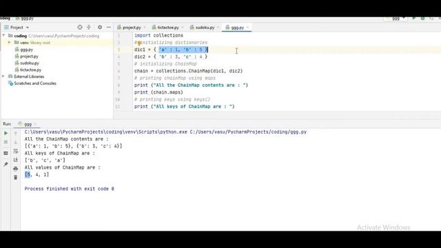 Intermediate python tutorial in TELUGU/Python Chainmap from collection module/Chainmap in python