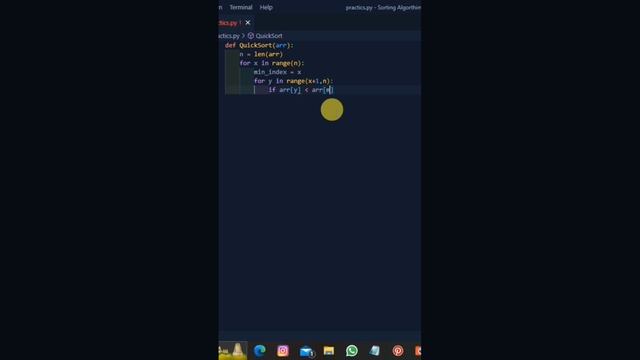 Selection Sort Algorithm in python #pythonprogramming