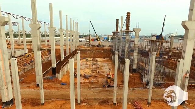 Устройство фундаментных плит под прессовое оборудование, монтаж фундаментов, колонн и ферм здания. смотреть онлайн