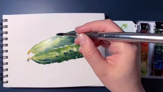 как нарисовать огурец. скетч огурец акварелью . cucumbers . watercolor sketch смотреть онлайн