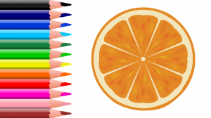 Рисую сочный апельсин фломастерами и акриловыми карандашами