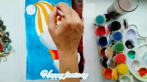 Снеговик ⛄ Рисунок гуашью