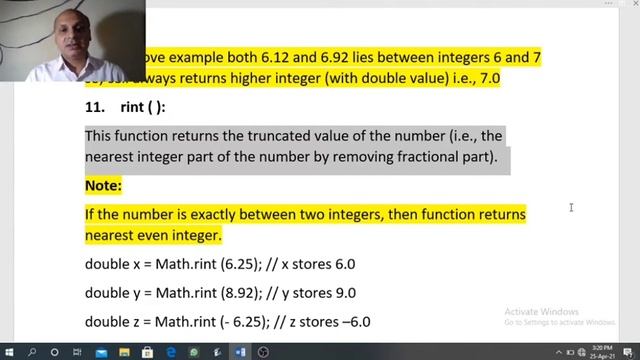 ICSE class 10 Computer Applications, Mathematical functions in java