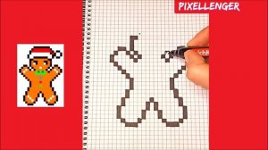 Пряничный человечек Как рисовать по клеточкам Простые рисунки на Новый Год How to Draw Pixel Art