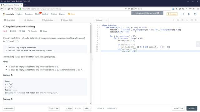 LeetCode Solutions (Python) | #10 Regular Expression Matching