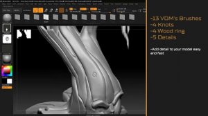 Stylized Tree and wood brush for zbrush - Marketplace