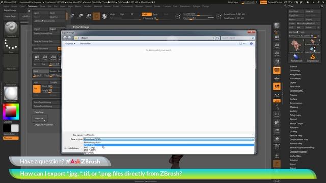 #AskZBrush: “How can I export *.jpg, *.tif, or *.png files directly from ZBrush?”