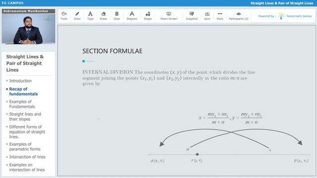 Section Formulae | Straight Lines | JEE | Mathematics - TG Campus