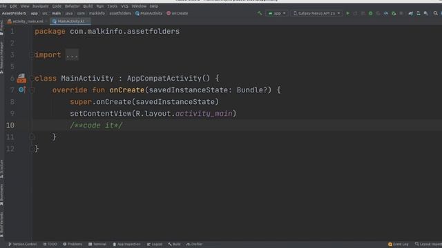 Kotlin android How to create asset folder and get file in android studio #solutioncodeandroid