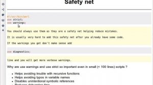 Beginner Perl Maven tutorial: 1.4 Safety net (use strict; use warnings;)