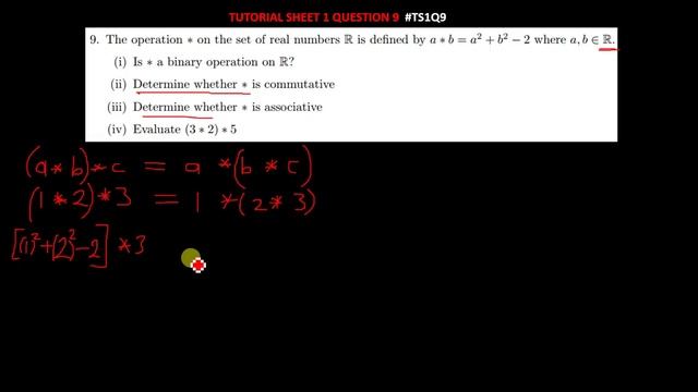 BINARY OPERATIONS determine whether * is commutative , associative, is * a binary operation on R